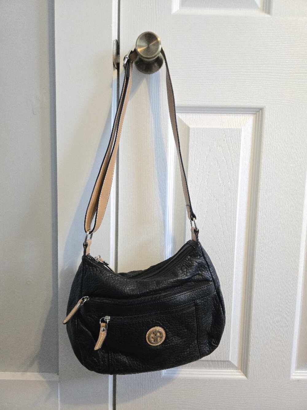 Giani Bernini Hobo Bag Black Faux Leather Shoulder Bag